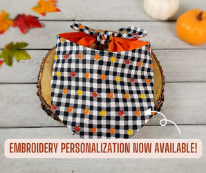 Fall Check and Leaves Pet Bandana