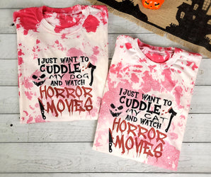 Cuddle my Dog/Cat and Watch Horror Movies Shirt